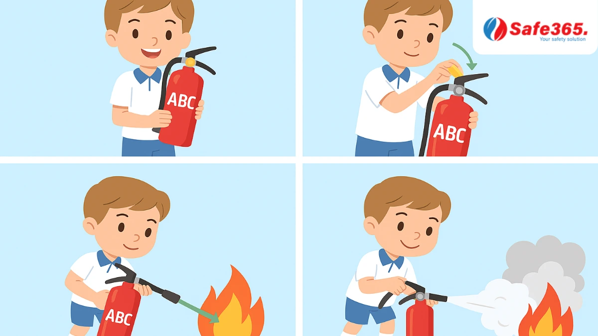 Hướng dẫn sử dụng bình chữa cháy bột cho trẻ em